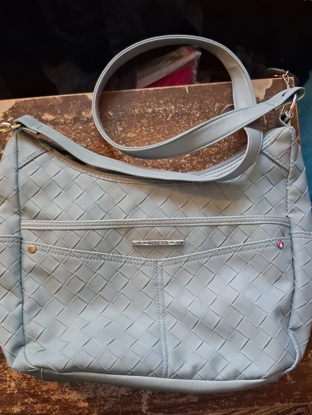 Rosetti Light Blue Woven Shoulder Bag